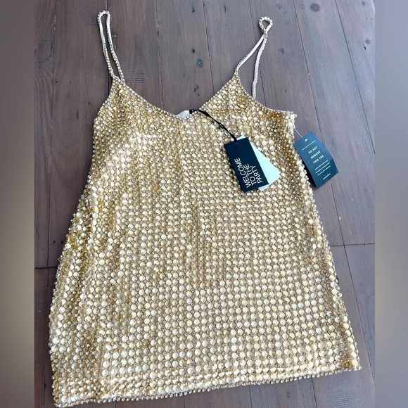 Retrofete Holland gold crystal mini dress NWT L - Picture 5 of 8